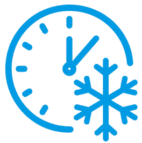 Clock and Snowflake Icon Representing 24/7 Emergency Gritting Response from a Local Gritting Company