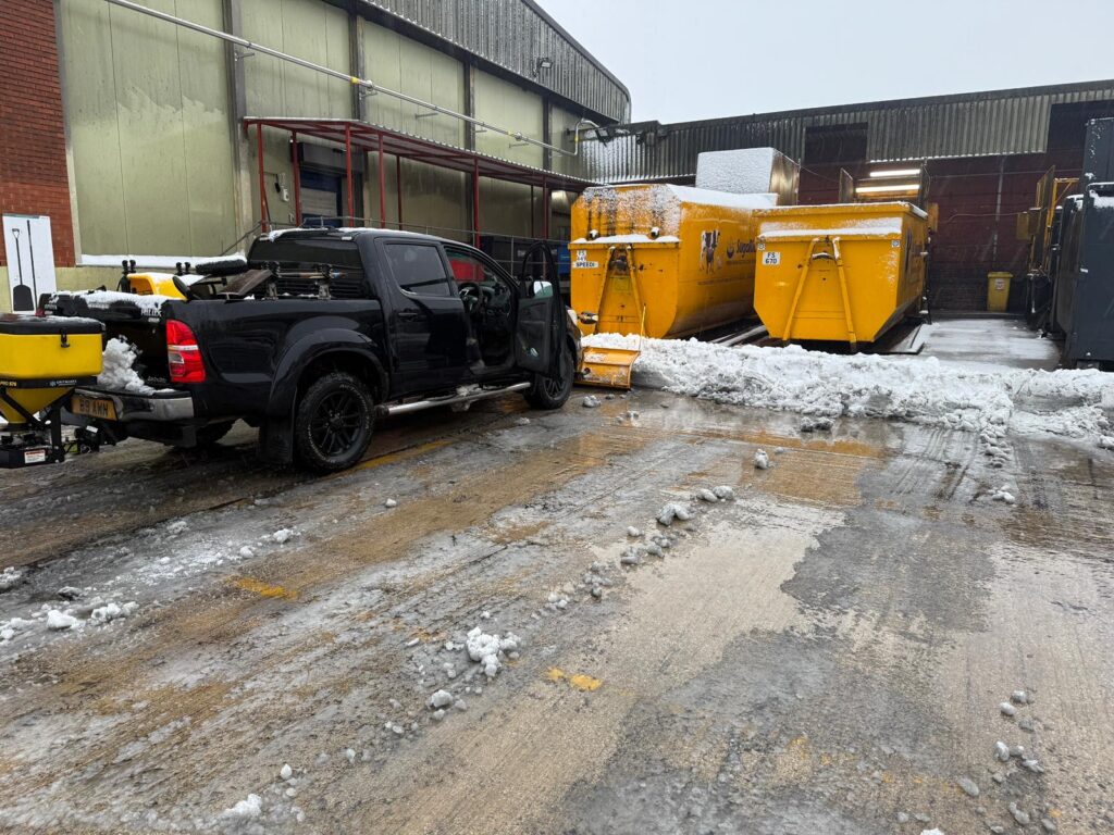 Industrial Estate Snow Clearance in Birkenshaw, Bradford – Bawcro Gritting Services - Bawcro Snow & Gritting Services Ltd Snow Clearance and Gritting at an Industrial Estate in Birkenshaw, Bradford, Carried out by Bawcro Using Professional Winter Maintenance Equipment.